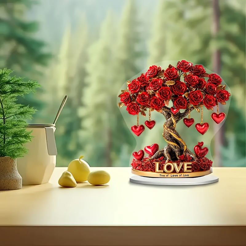 2D Crystal Heart "Tree Of Love" Acrylic Decor