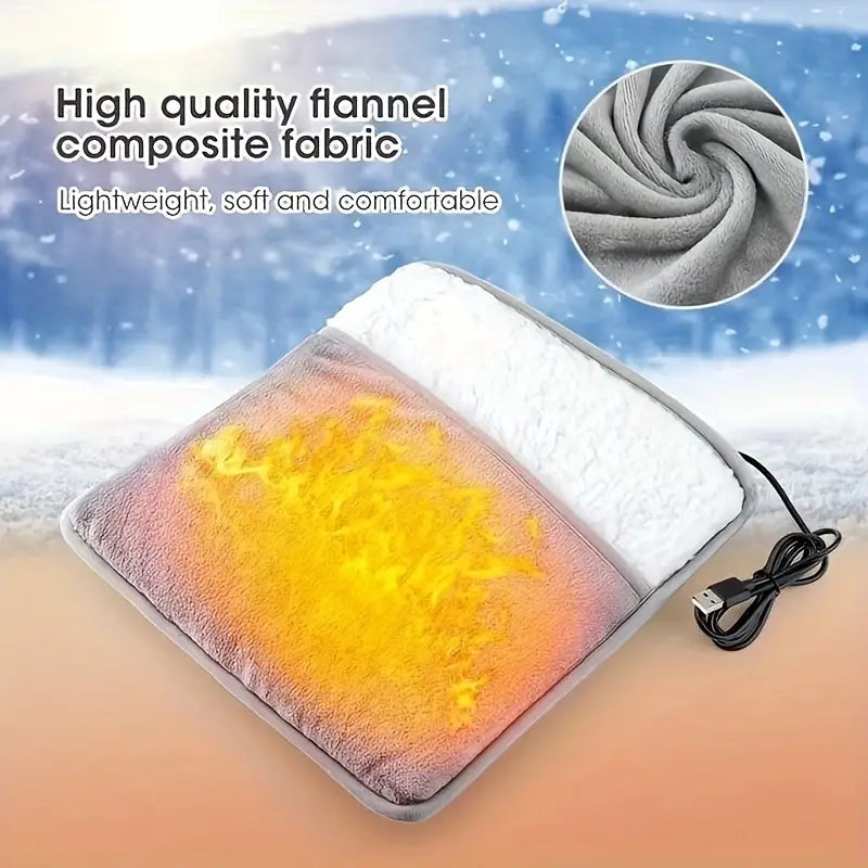 USB-Powered Washable Electric Foot Warmer Heating Pad - Grey