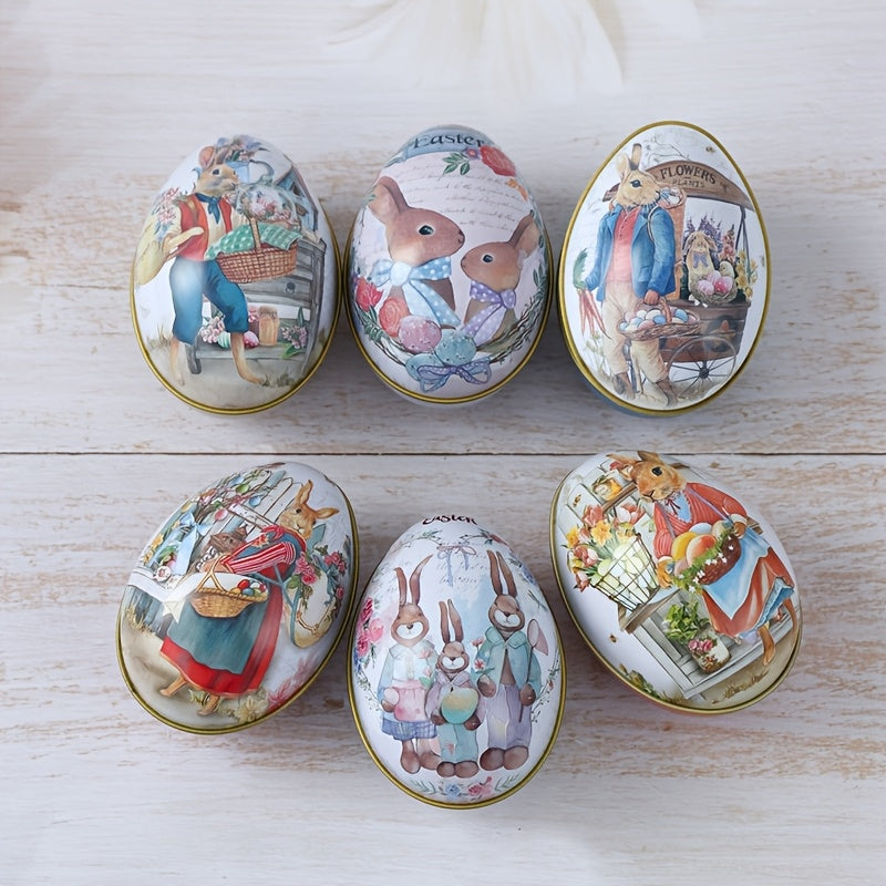 6Pcs Easter Egg & Bunny Iron Candy Boxes