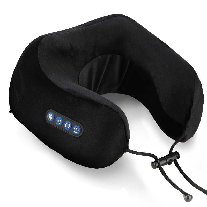 U-Shaped Heated Neck Massager Pillow - Usb Rechargeable(Black)