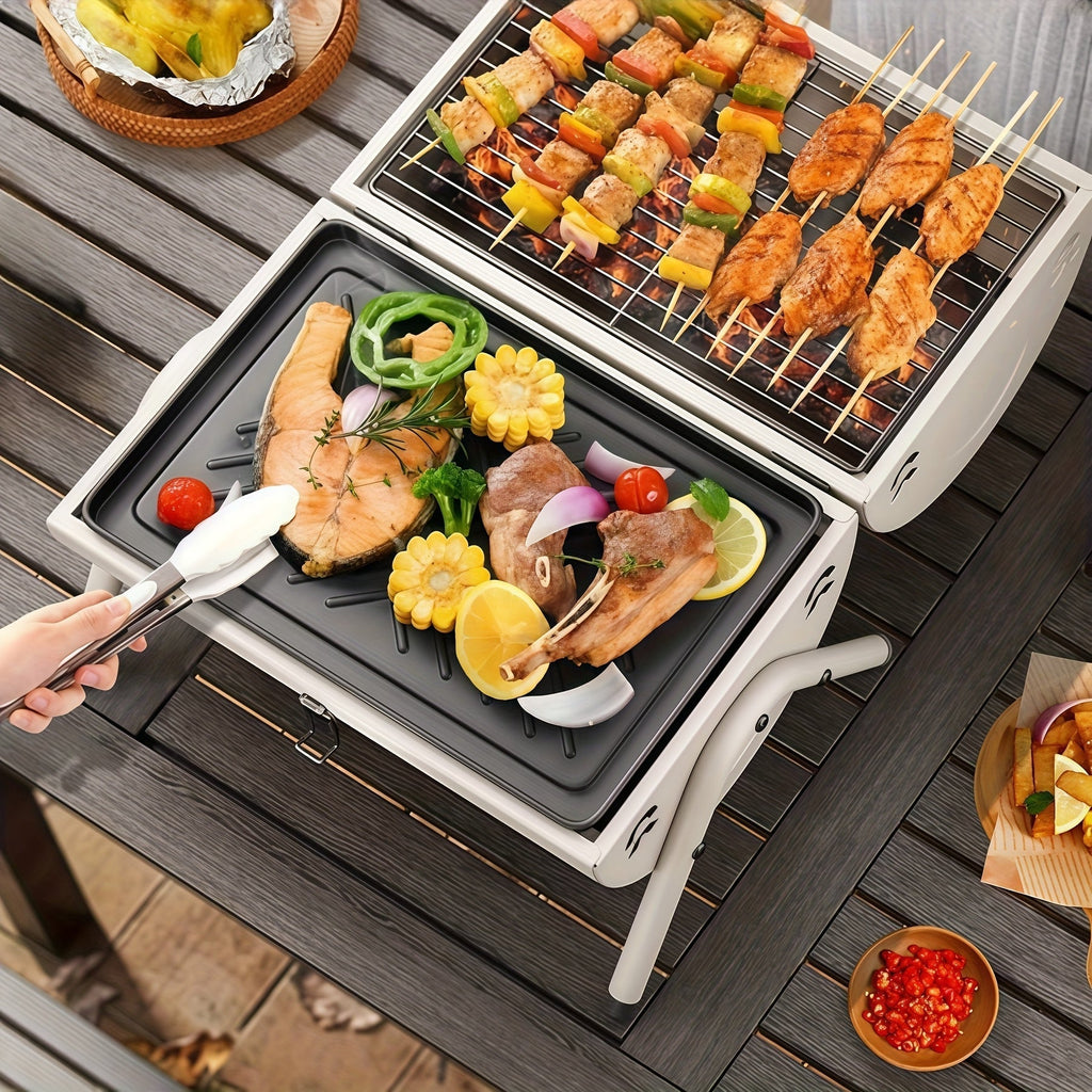 Double-Sided Charcoal Grill with Lid