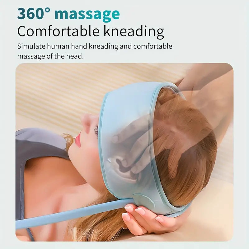 360° Relaxing Electric Scalp Massager with Heat & Knead(Blue)