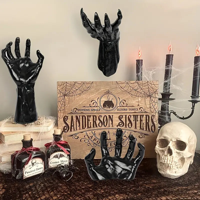 3-Pack Devil Hand Candle Holders with LED Tealights - Wall Decor