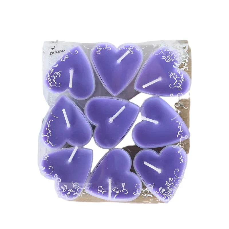 9Pcs Purple Heart-Shaped Aromatherapy Candles Set