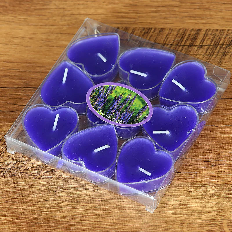 9Pcs Purple Heart-Shaped Aromatherapy Candles Set