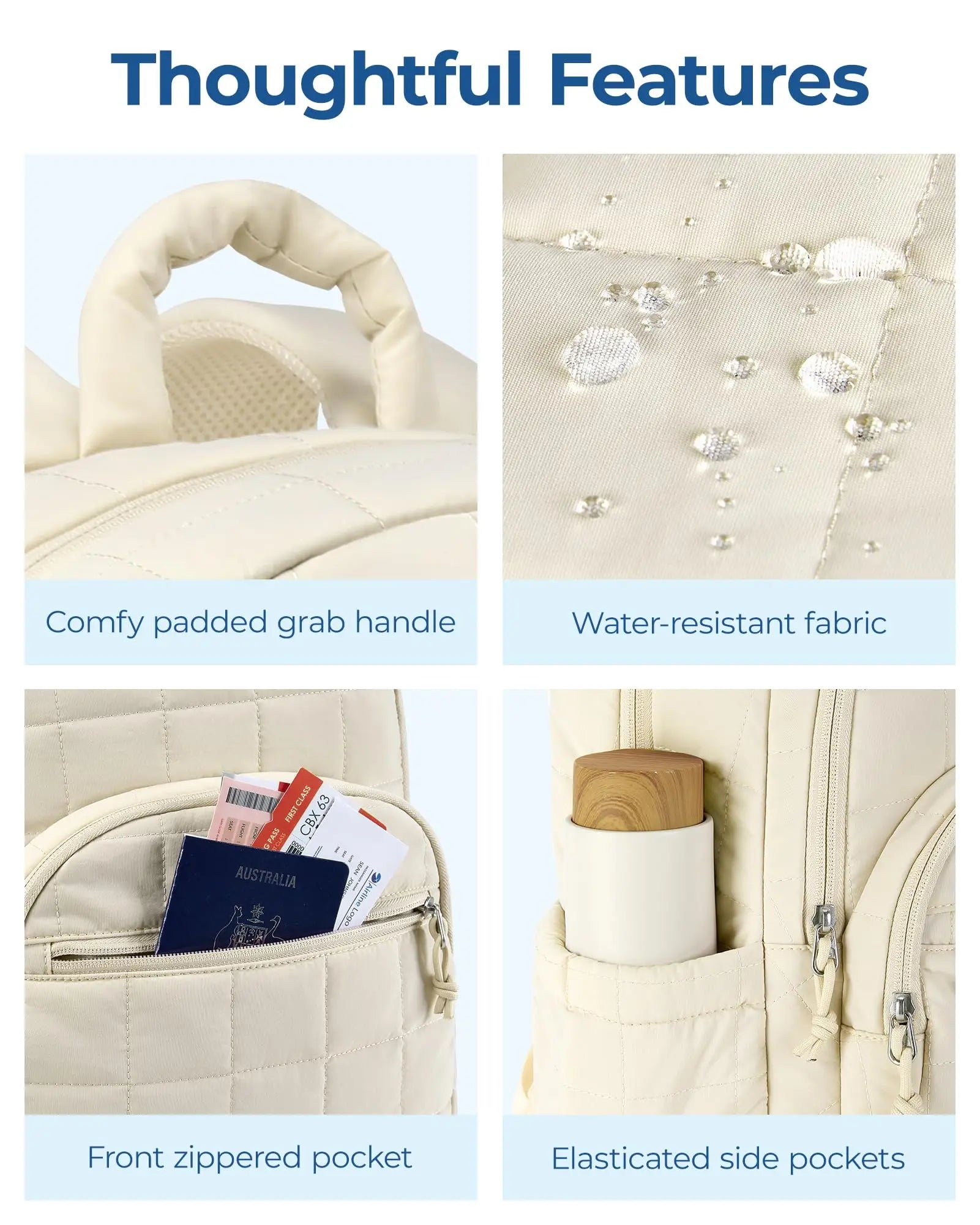 Waterproof Laptop Backpack Beige