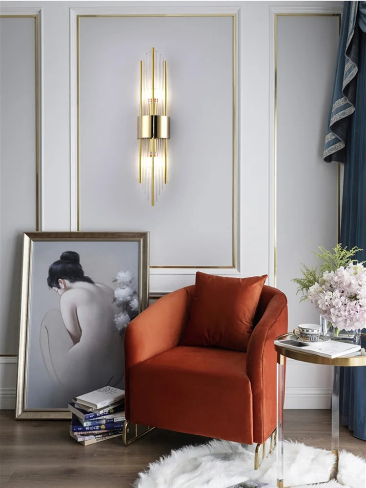 Modern Gold Glass Wall Lamp: Artistic Illumination for Living Spaces