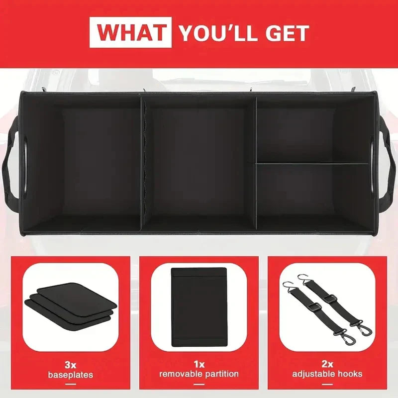 Universal Large Trunk Organizer 95L Collapsible Storage Bag Black