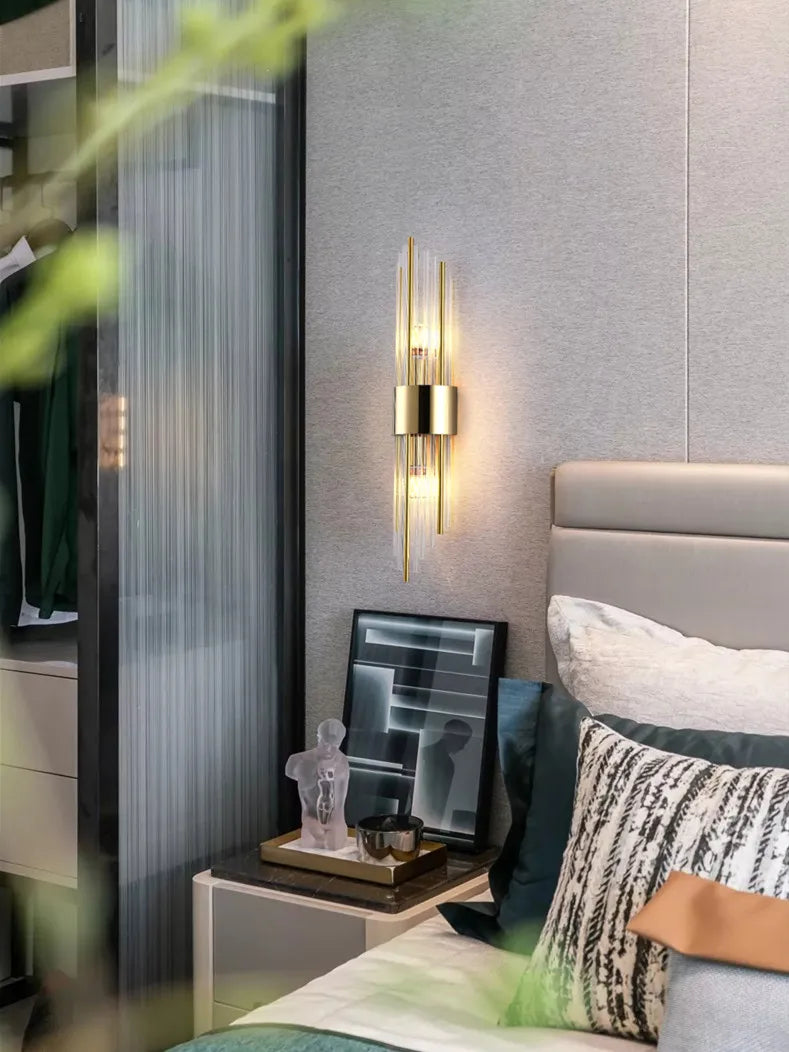 Modern Gold Glass Wall Lamp: Artistic Illumination for Living Spaces