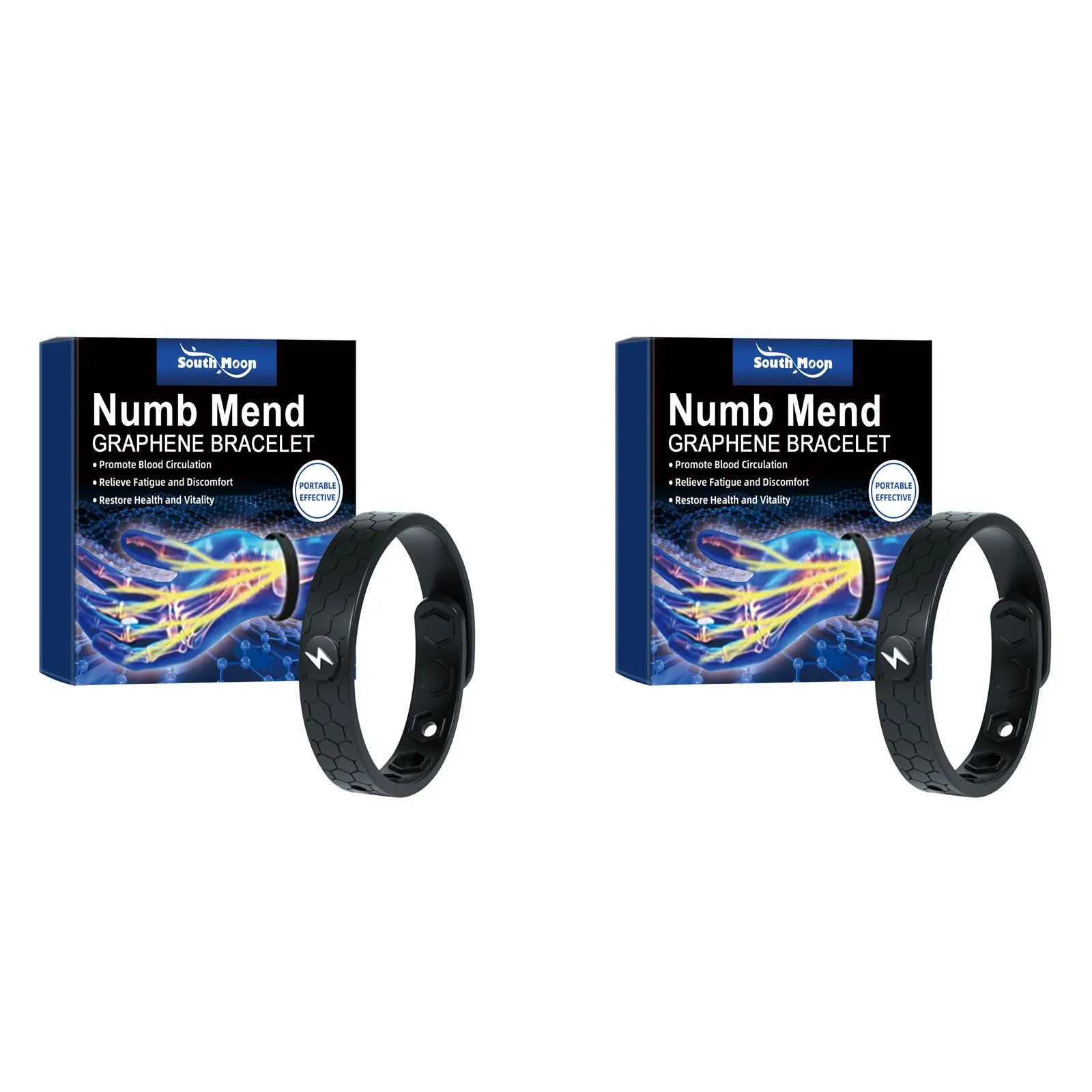 2pcs Energy Therapy Bracelets Circulation Support Black