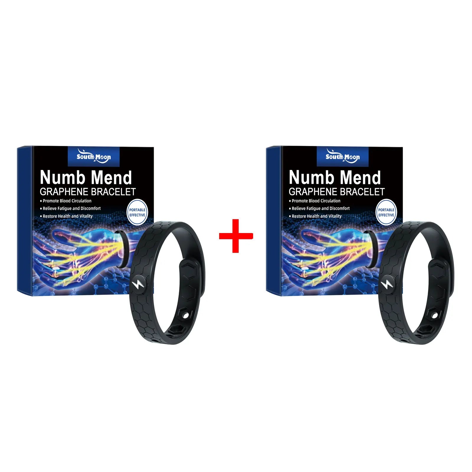 2pcs Energy Therapy Bracelets Circulation Support Black