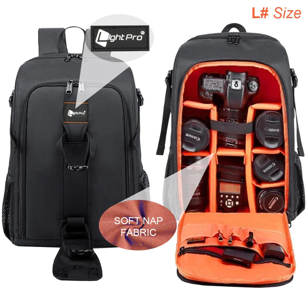 Photography Camera Backpack Orange