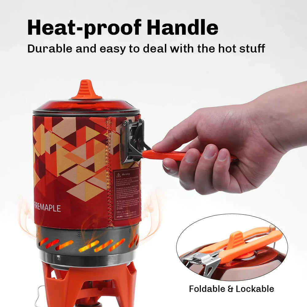 Portable Camping Cooking System 1L Gas Stove Burner Orange