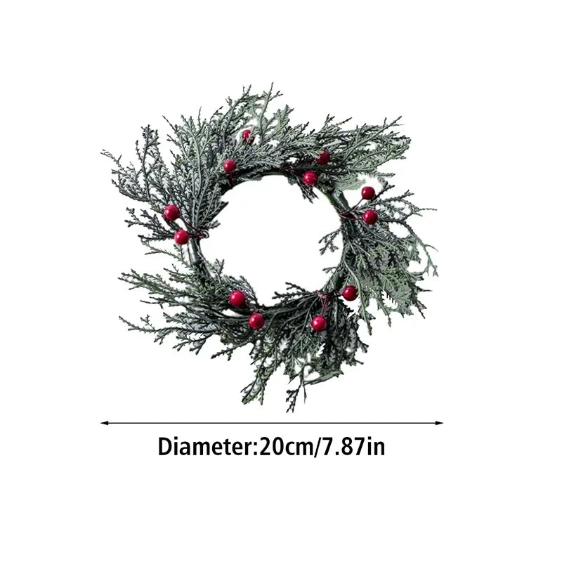 Artificial Christmas Candle Garland Ring With Red Fruits