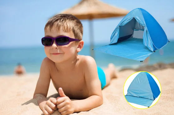Automatic Pop-Up Beach Tent Uv Protection Waterproof Outdoor (Blue)