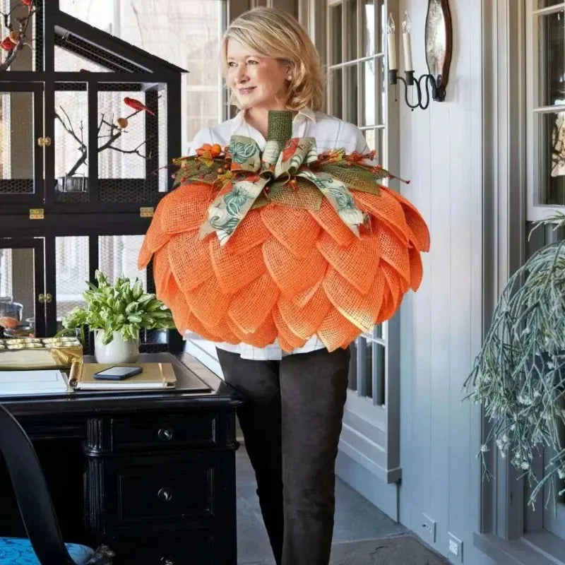 Christmas Pumpkin Wreath Harvest Door Decor