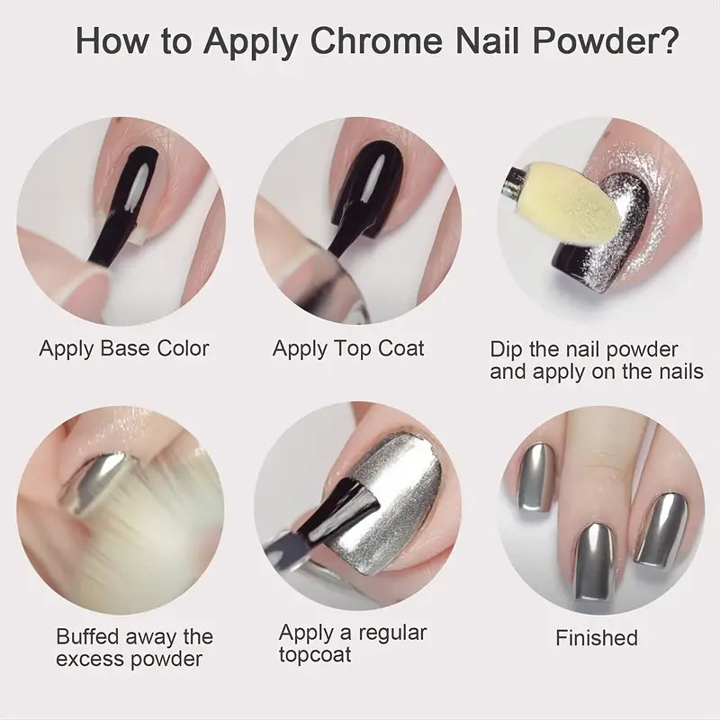 6 Colors Chrome Mirror DIY Nail Powder Set Mermaid Nail Art Neon Pigment Powders and Glittering Effects