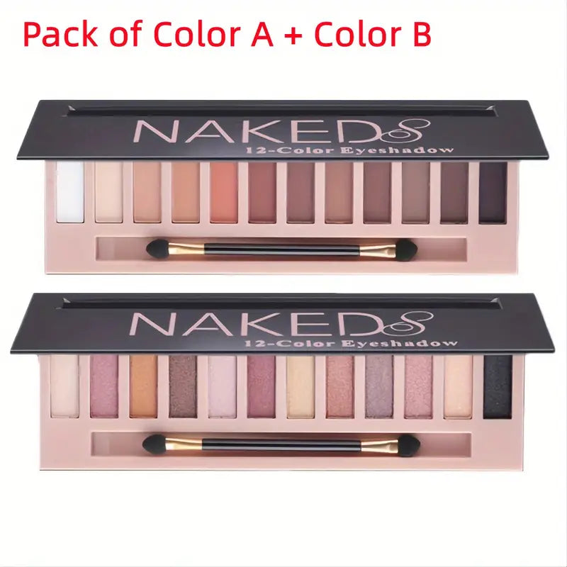 Glamour 12 Colors Nude Eyeshadow Palette, Professional, Matte and Shimmer Options