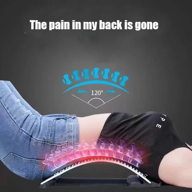Adjustable Back Stretcher & Massager Lumbar Support Blue