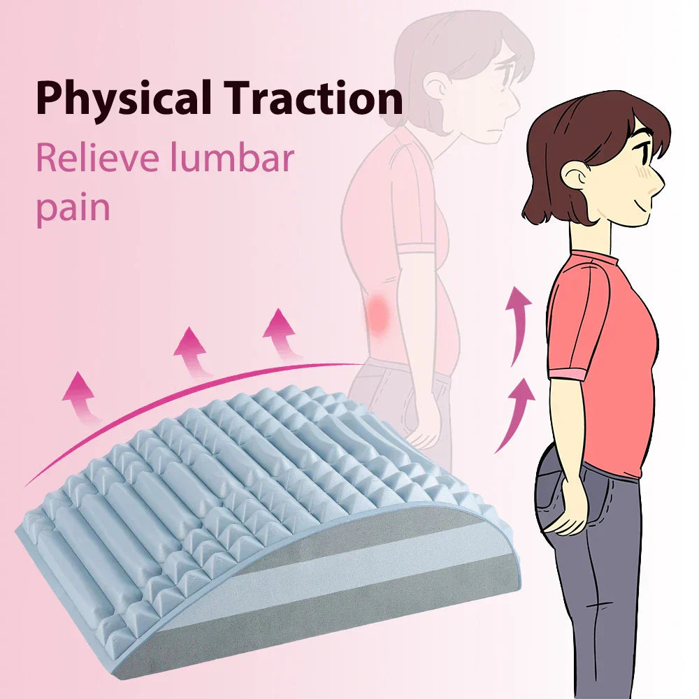 Ergonomic Back & Neck Stretcher Lumbar Support Blue