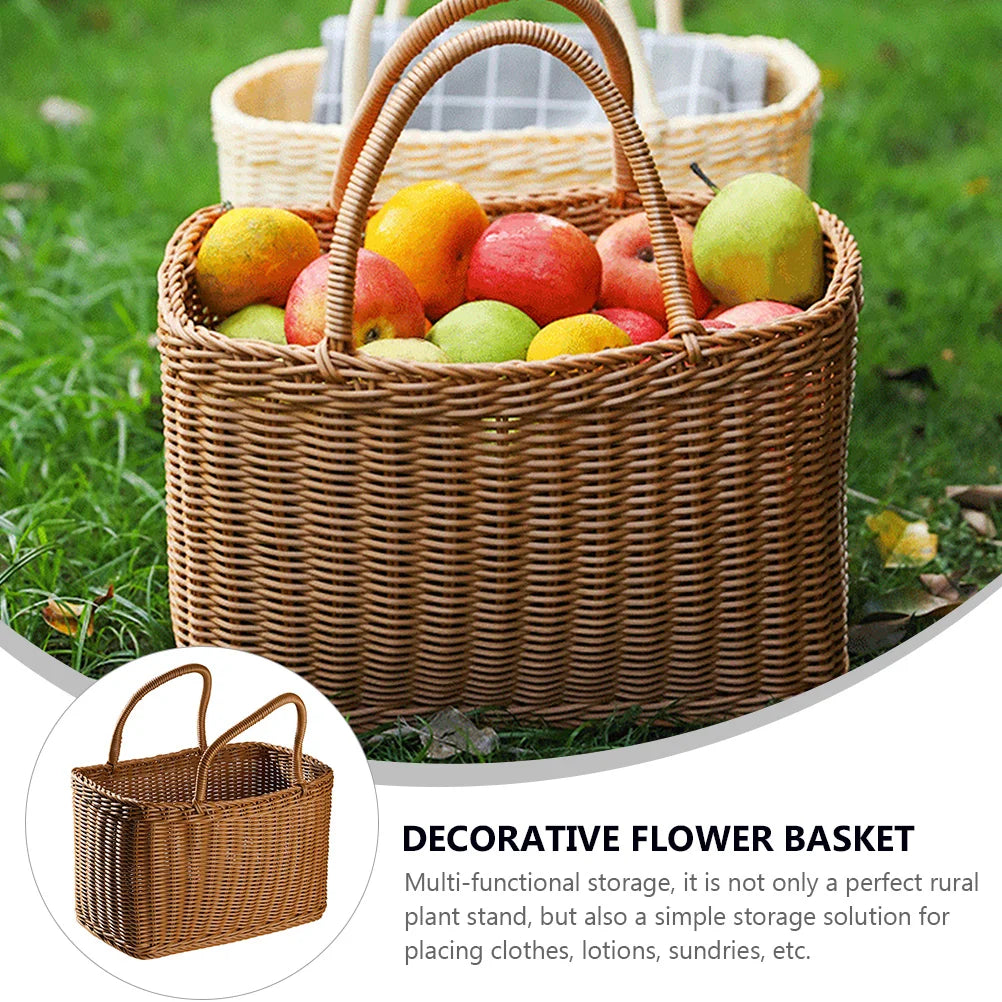 Woven Wicker Basket With Handle