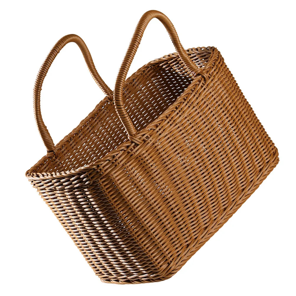 Woven Wicker Basket With Handle