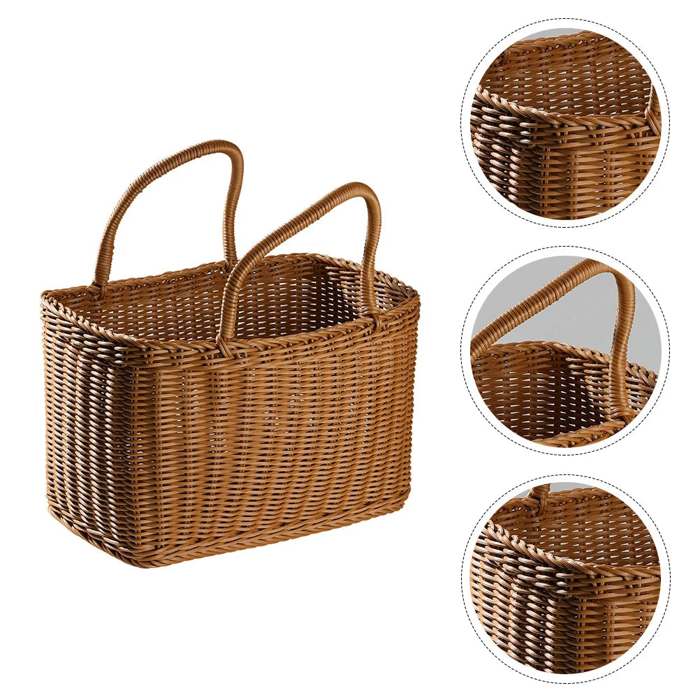 Woven Wicker Basket With Handle