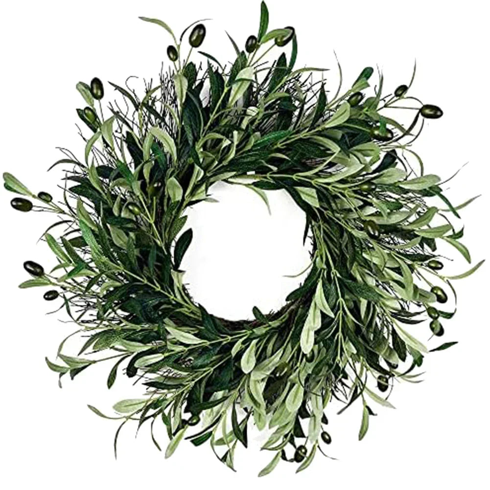 Artificial Green Olive Wreath For All-Year Decor