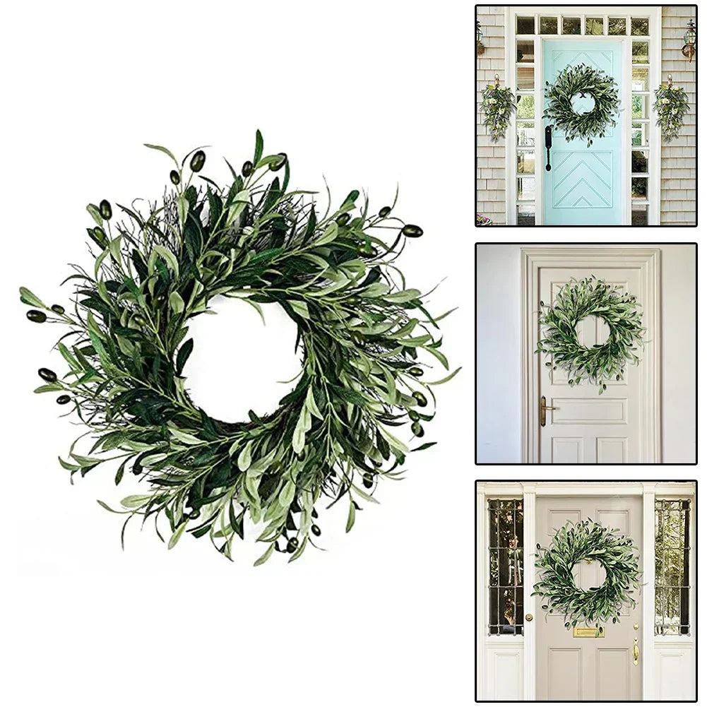 Artificial Green Olive Wreath For All-Year Decor