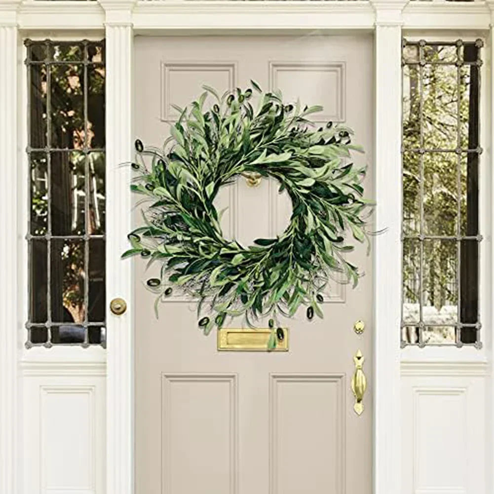 Artificial Green Olive Wreath For All-Year Decor