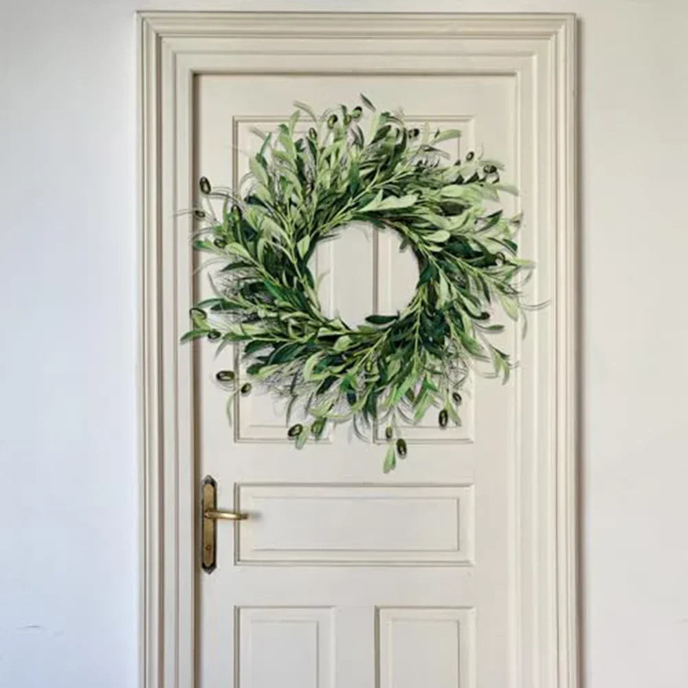 Artificial Green Olive Wreath For All-Year Decor
