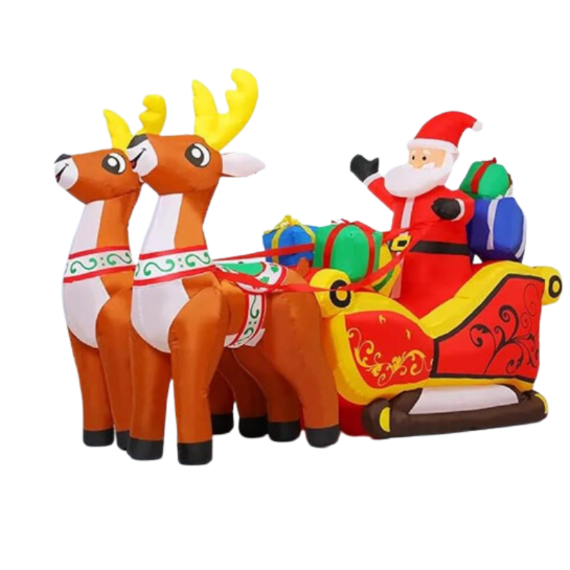 2.1M Long Inflatable Santa Reindeer Sled With Led Lights