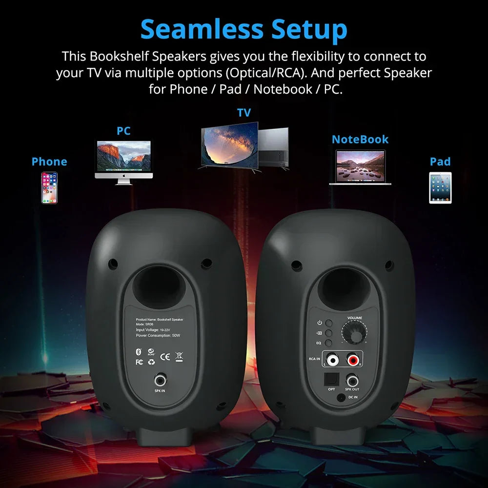 60W Gaming Bluetooth Speaker Soundbar For Pc & Tv (Black)