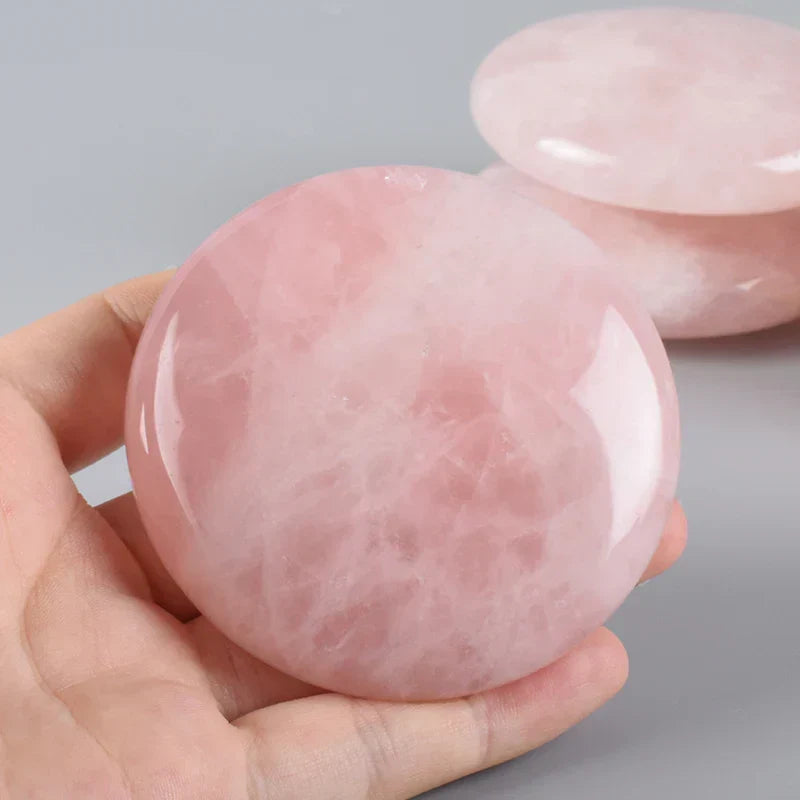 2Pcs Large Rose Quartz Massage Stones 60Mm Pink