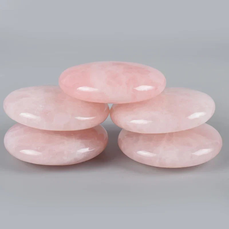 2Pcs Large Rose Quartz Massage Stones 60Mm Pink