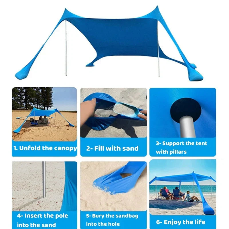 Ultralight Beach Awning Sunshade Tent For Outdoor (Blue)