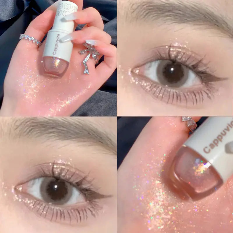6 Color Liquid Eyeshadow with Highlight Sequins - Sparkling, Waterproof, and Long-Lasting Makeup