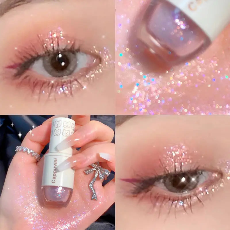 6 Color Liquid Eyeshadow with Highlight Sequins - Sparkling, Waterproof, and Long-Lasting Makeup