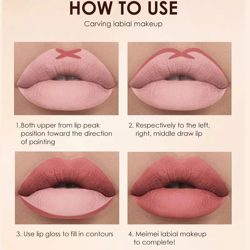 12 Matte  Velvet Nude Liquid Lipstick + Lip Liner Set Lip Gloss