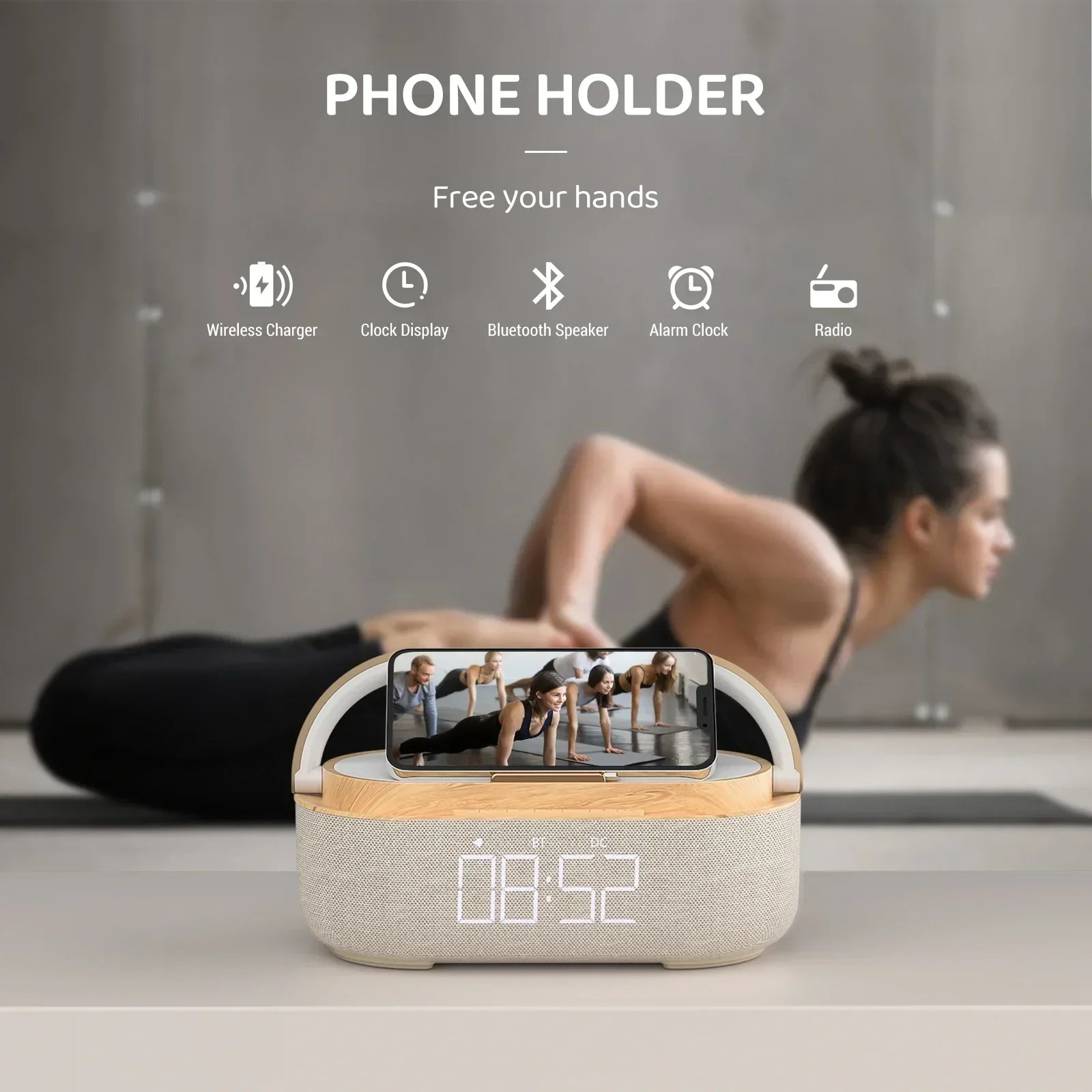 Bluetooth Speaker With Wireless Charging & Alarm Clock