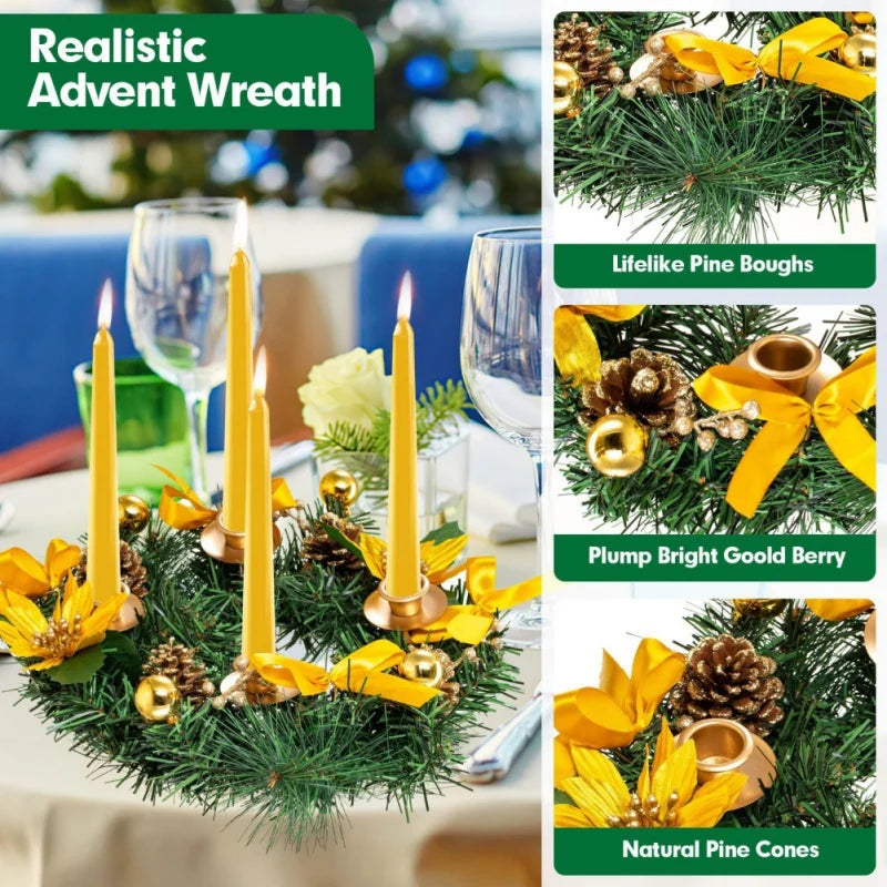 Christmas Wreath Candle Holder Festive Candle Ring