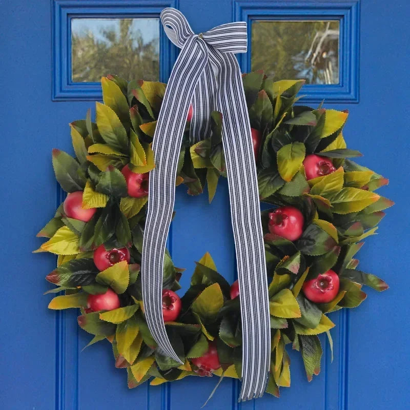 Christmas Green Wreath Pomegranate Door Hanging Decor