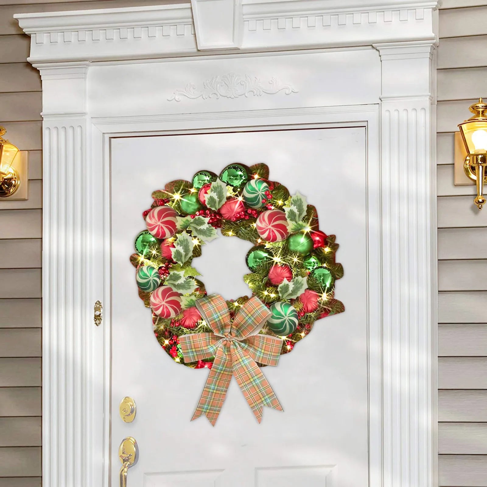 Christmas Vine Wreath With Red Bowknot And Bells