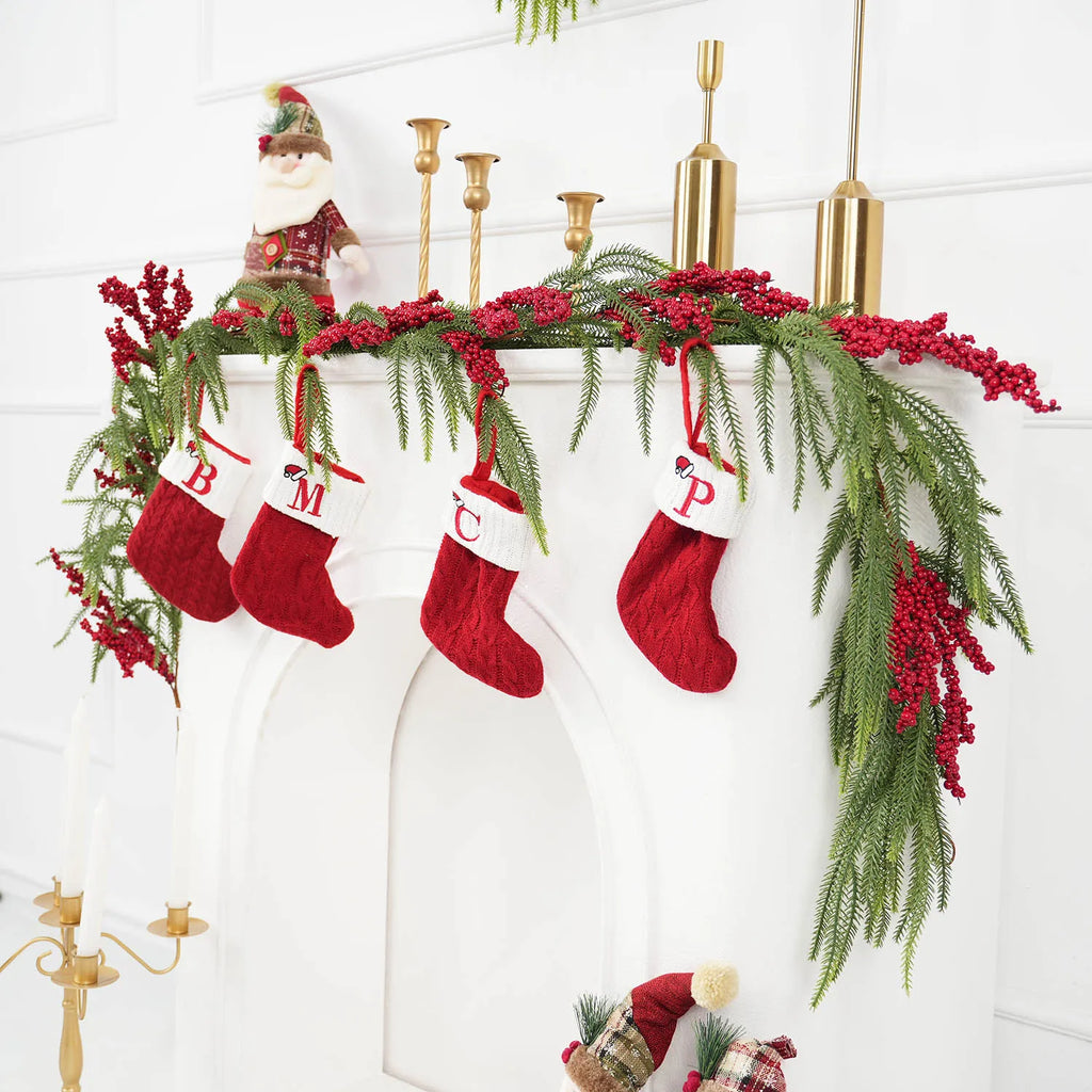 Christmas Garland With Pinecones & Red Berries Wreath