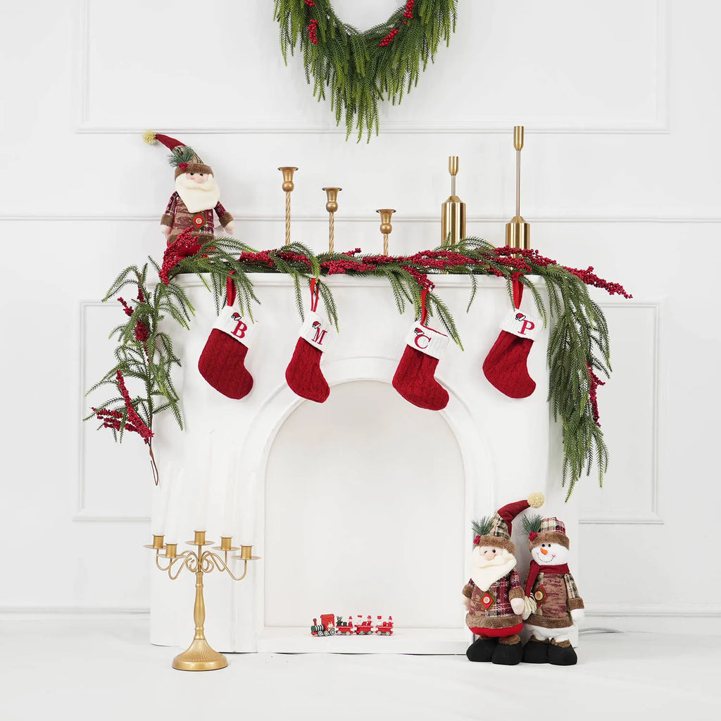 Christmas Garland With Pinecones & Red Berries Wreath