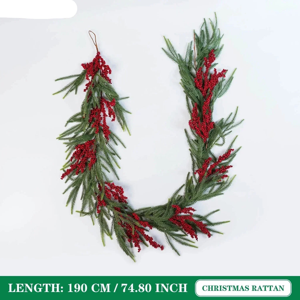 Christmas Garland With Pinecones & Red Berries Wreath