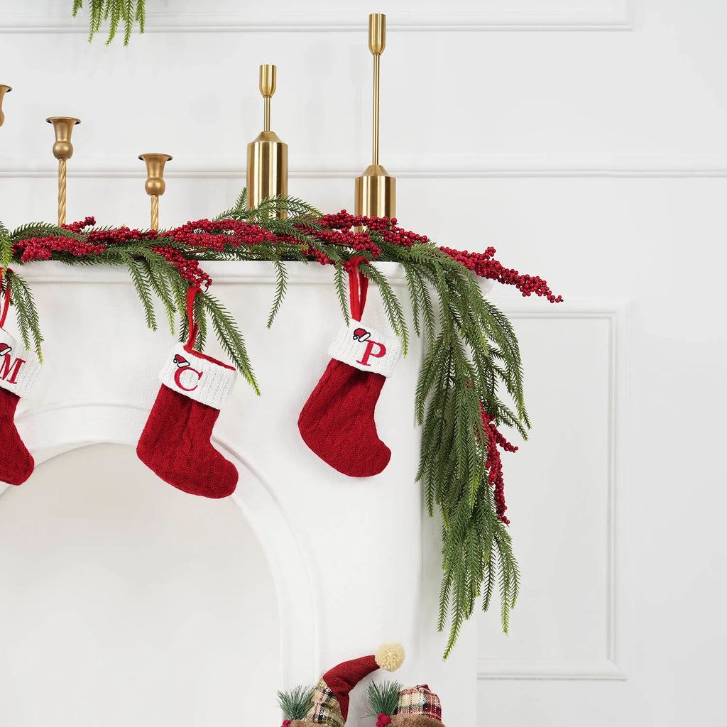 Christmas Garland With Pinecones & Red Berries Wreath