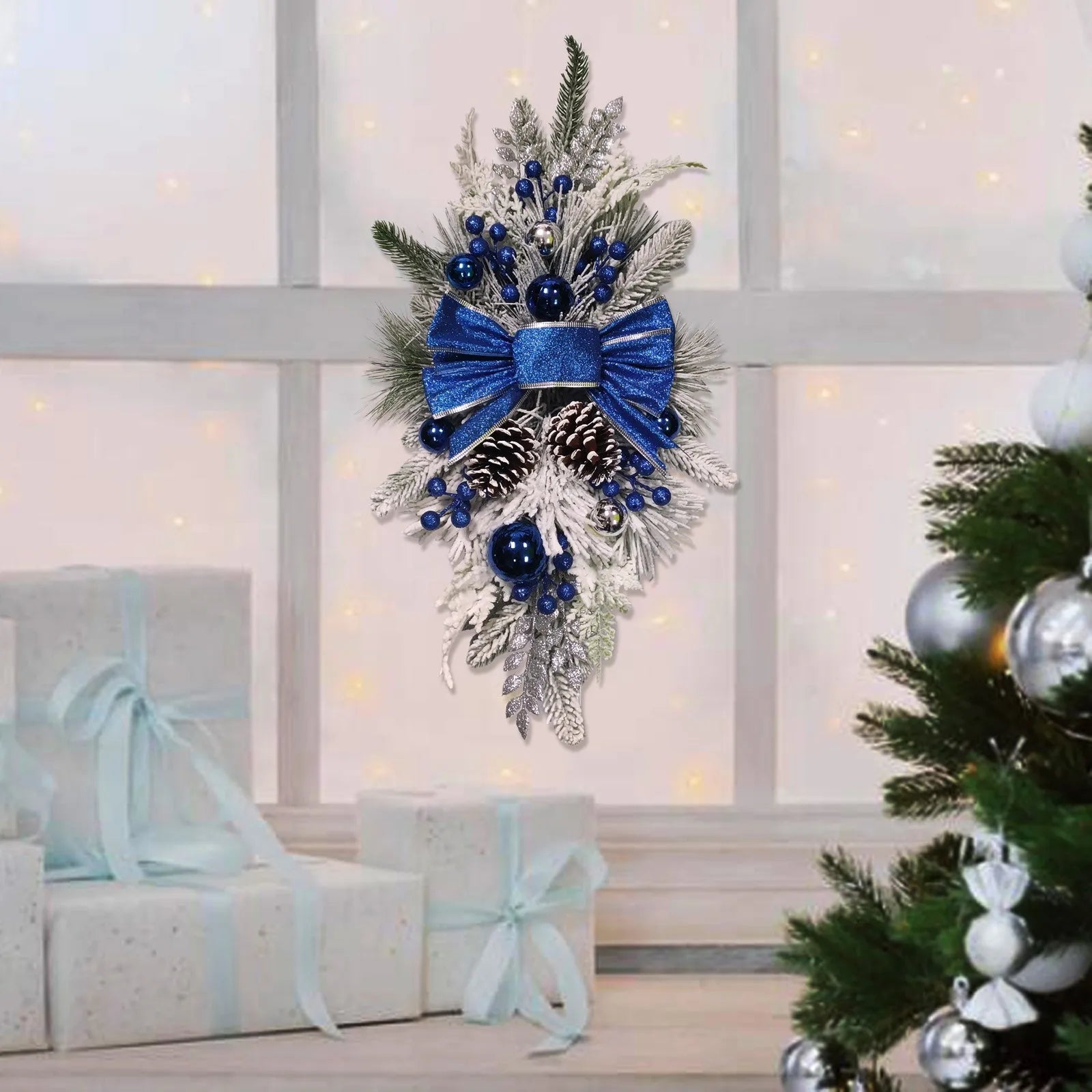 Christmas Wreath Rustic Double Pinecone Decor
