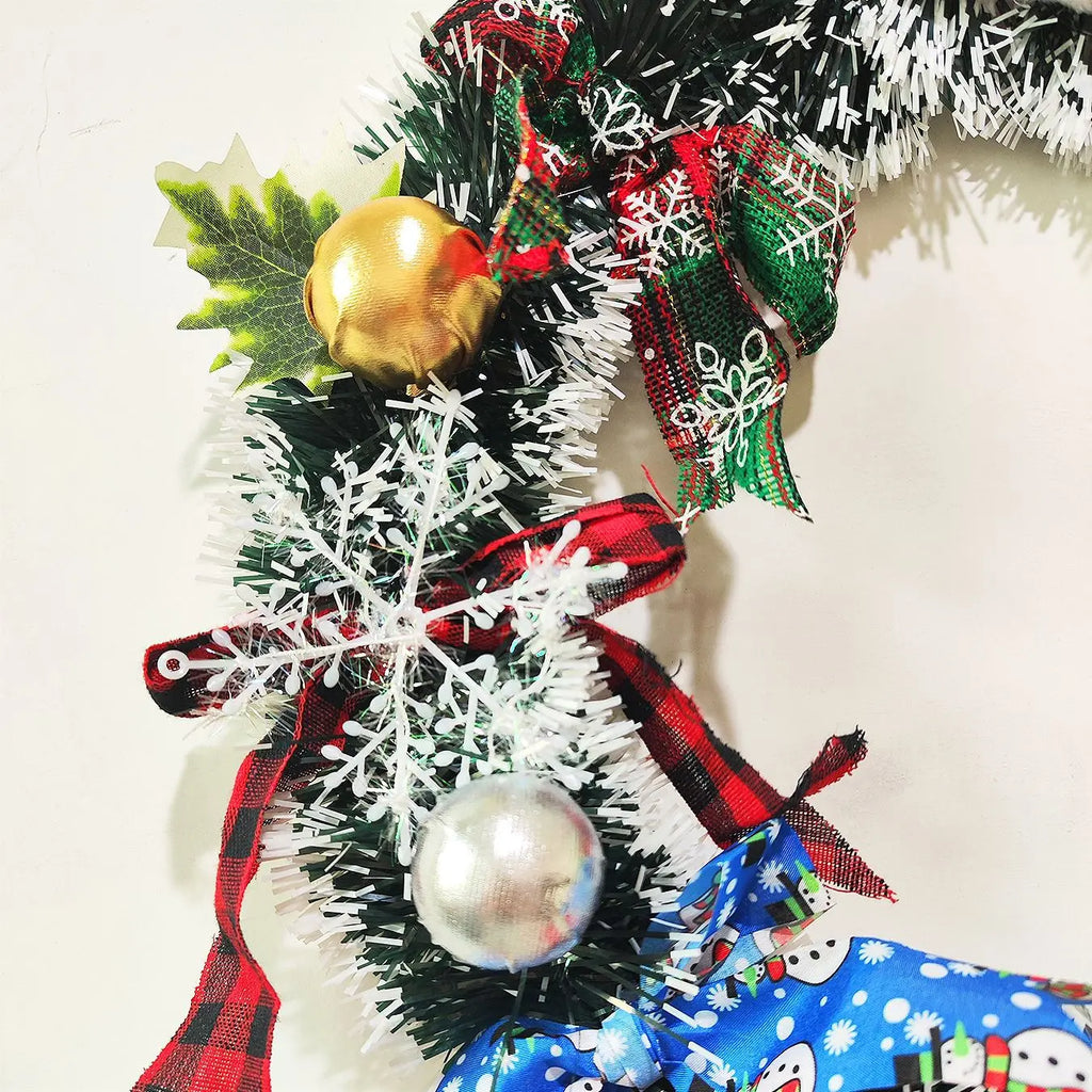 Christmas Long Legged Hanging Garland Wreath With Bowknot