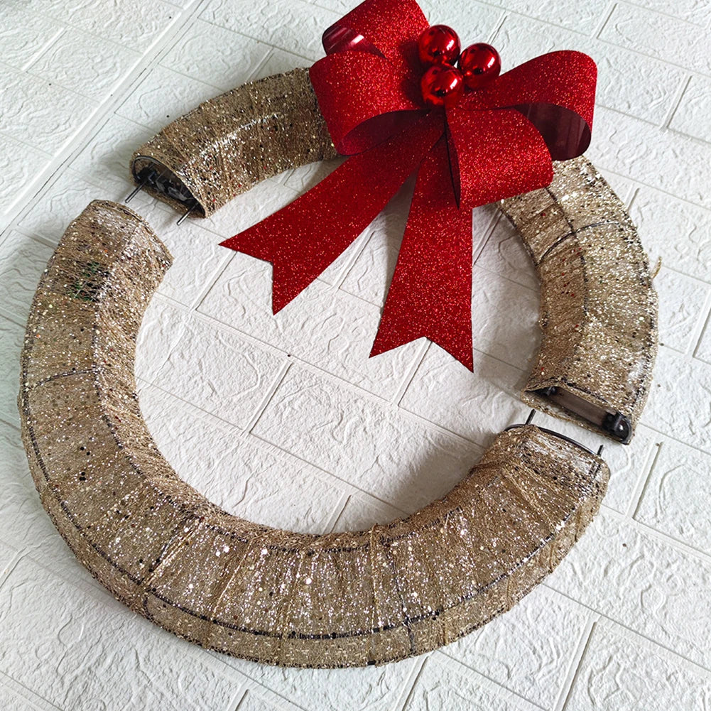 Christmas Led Wreath With Red Bow
